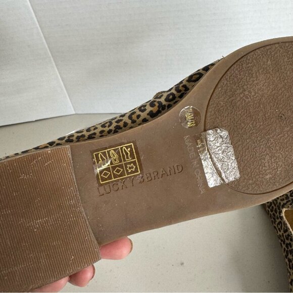 Lucky Brand Leopard Print Size 7.5 Cahill Loafer Mule Convertible Suede - Picture 6 of 10